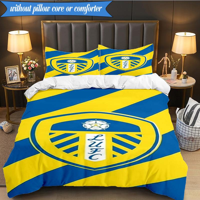 3-teiliges Weiches Bettwäscheset mit Leeds-Wappen-Design, Inklusive 1 Bettbezug und 2 Kissenbezügen, Perfekt für Schlafzimmer, Wohnheim, Fan-Geschenk