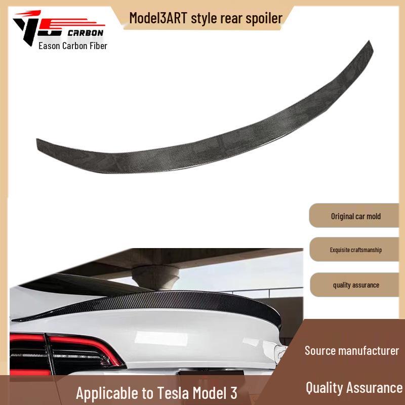 2018-IN Tesla Model 3 ART Style Carbon Fiber Rear Spoiler Winglets