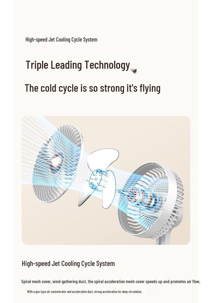 Wireless Charging Oscillating Desktop Fan: Compact Household Electric Fan