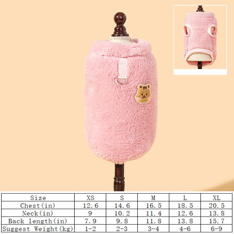 

Осенью и зимой популярный милый жилет из бархата для животных с изображением медведя и ягненка, одежда для кошек и собак, утолщенная теплая одежда для животных XL розовый