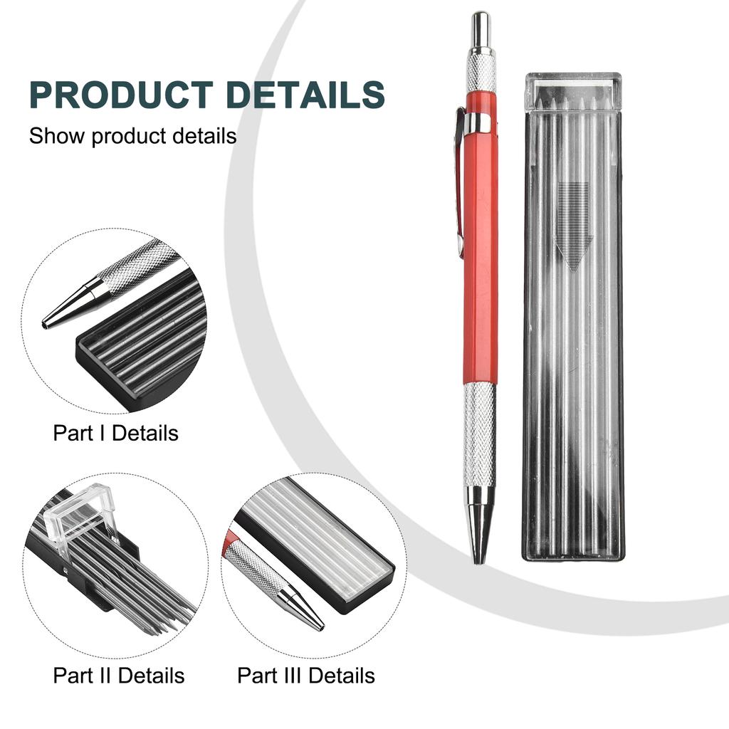 Welders Pencil With 12PCS Silver Streak Refills, Metal Marker Mechanicalhs Welding Pencil Mechanical Metal Marker Pen Hand Tools