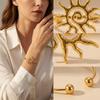 Light Luxury Stainless Steel Flower Sun Shell Open Bangle for Women Stackable Seaside Vacation Party Jewelry Accessories