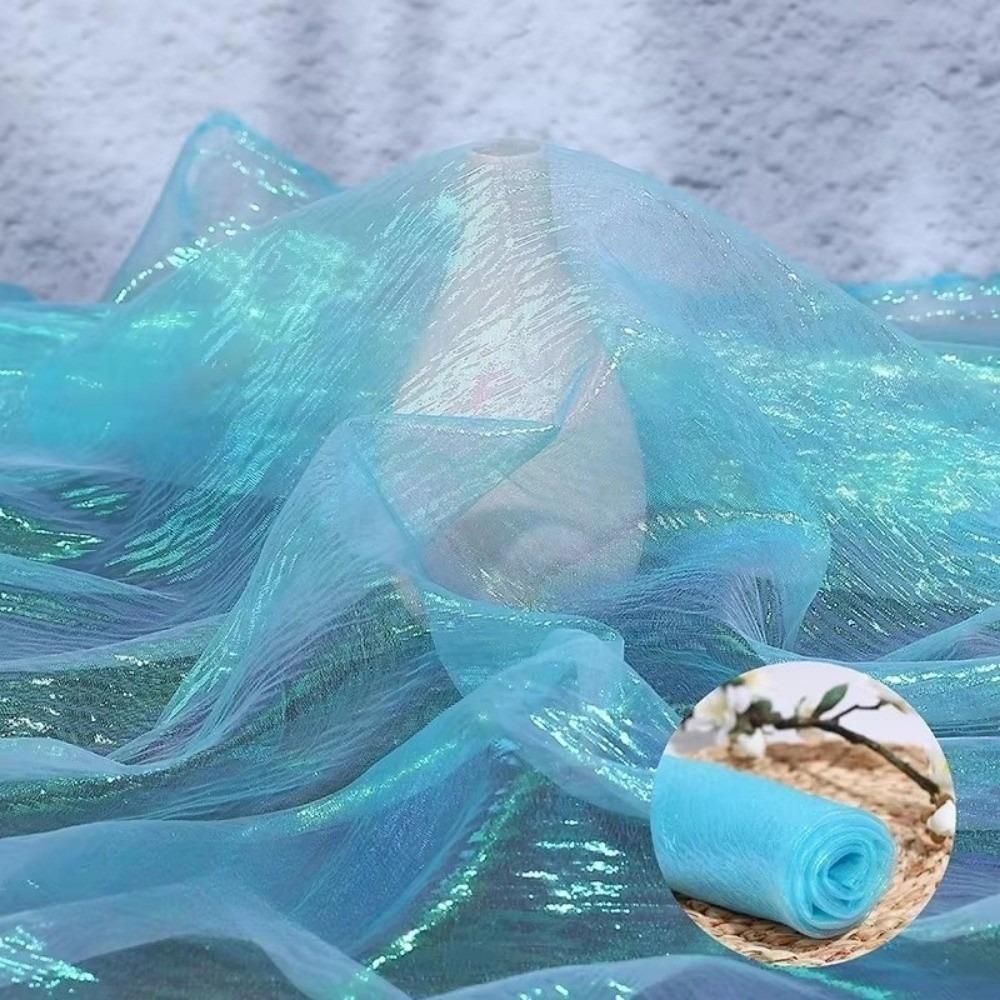 Wrinkled Organza Fabric Illusion Color Iridescent Organza  for Dress Curtains