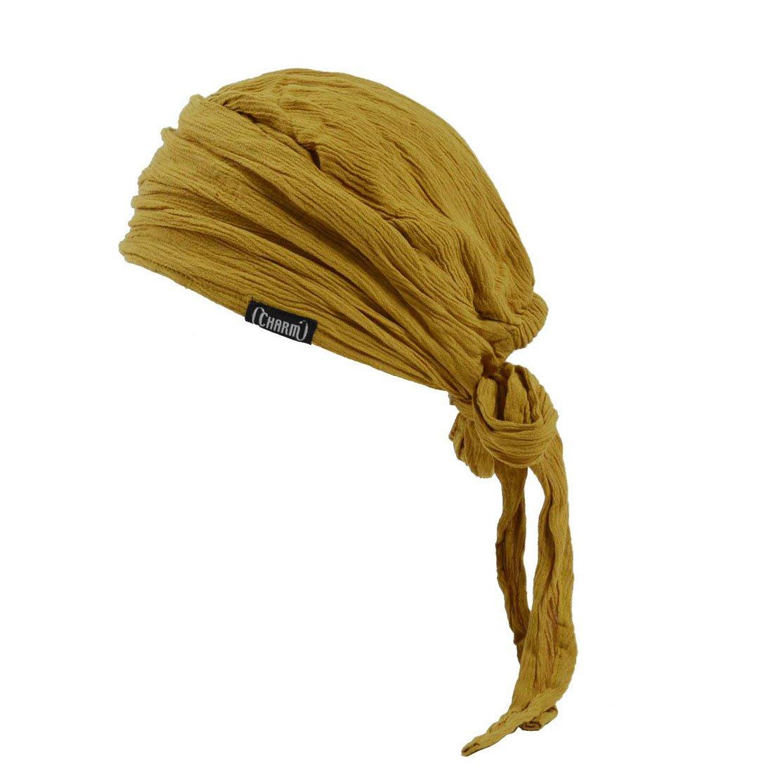 

ЧАРМ Тюрбан Часы Размер Подходит Сборчатая Бандана Шапка для Мужчин и Женщин [Один Все/Горчичный] горчичный