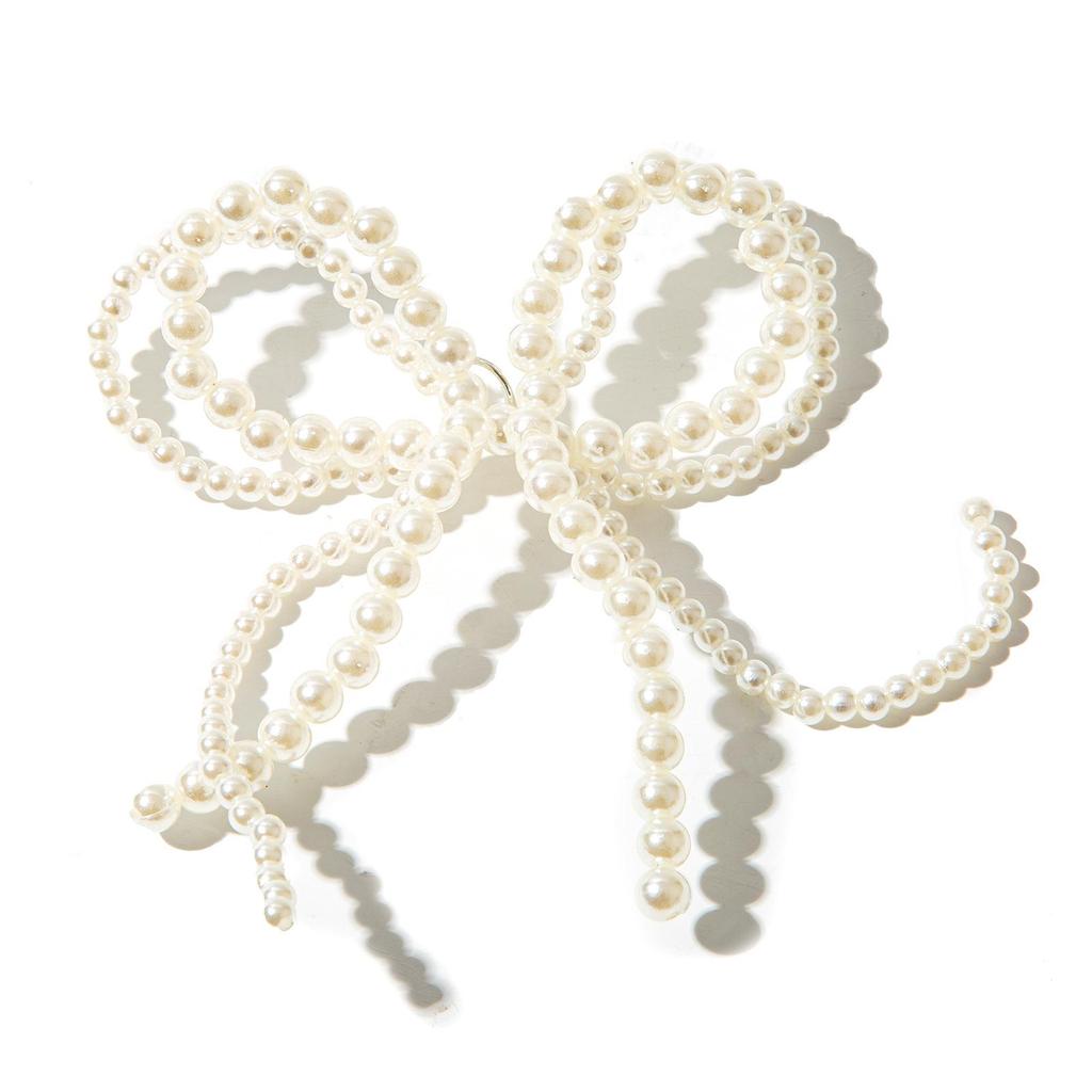 High-Shine Pearl Butterfly Beaded Bow Shoe Buckle - Fashionable and Versatile Shoe Accessory