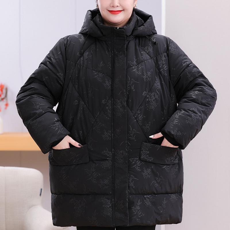 Plus Size 4XL-8XL Middle Age Woman Coats Winter Long Parkas Hooded Casual Thick Warm Outerwears Women's Jackets