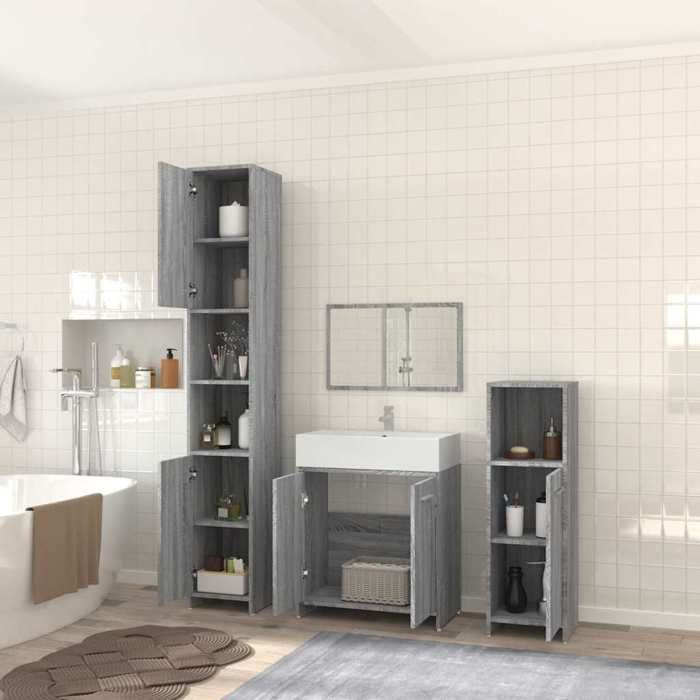 VidaXL 4-piece Bathroom Furniture Set Sonoma Grey 3154404