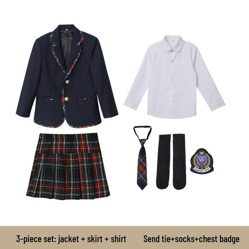 Children's British-Style School Uniform: Spring/Autumn Kindergarten & Primary Performance Formal Wear Set