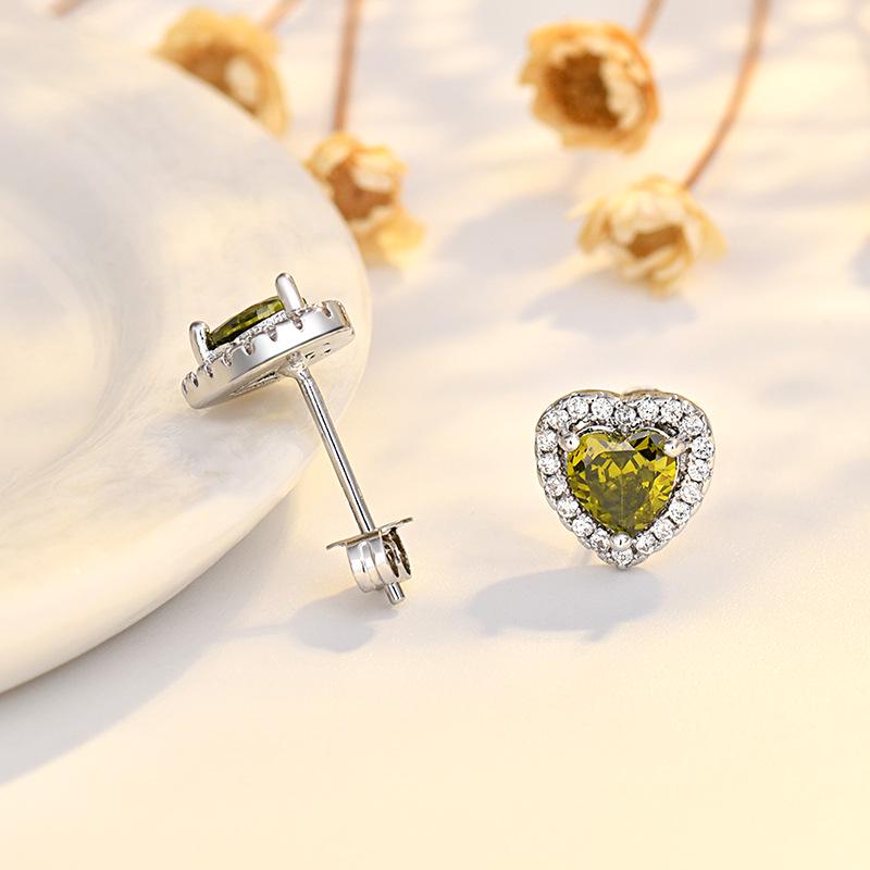 Twelve Constellations Heart-Shaped Stud Earrings with S925 Sterling Silver