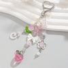 Imitation Pearl Bow Heart Pendant Bag Pendant Pink Strawberry Hollow Flower Tulip Beaded Keychain Accessories