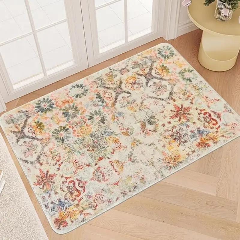 Leaves Printed Door Mat Ethnic Style Non-slip Kitchen Rug Laundry Room Entrance Floor Carpet Home Outdoor Decor Entryway Doormat
