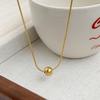 Simple High‑End Titanium‑Steel Small‑Round‑Bead Women Necklace, Fashion Light‑Luxury Small‑Golden‑Bean‑Pendant Collarbone Neck Chain