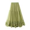 Mesh Half Body A- Line Large Swing Fluffy Skirta Big Hemline Pettiskirt