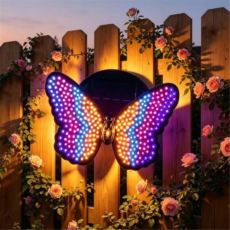 Entryway Solar Butterfly Light with LED Accent, Rechargeable Battery, Approx 7.09 X 5.12 In Size, ABS Exterior Housing, and Single Lamp