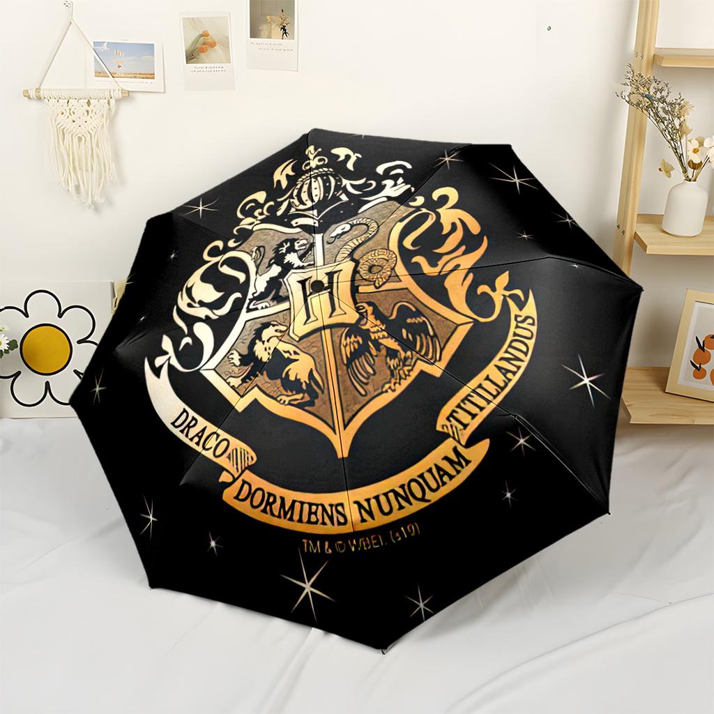 Chibi Harry Potter Icon Automatic Umbrella Compact 8-Rib Design Sturdy Construction All-Season Umbrella for Travel Vibrant Pattern Umbrella