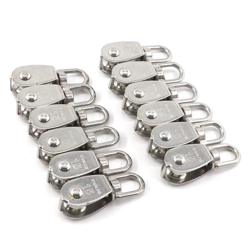 2~20Pcs SS304 Stainless Steel Pulley Telescopic Sunshade Net Installation Parts Sun Shade Nets Accessories M15 Movable pulley