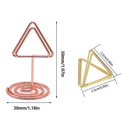 10pcs Metal Triangle Place Card Holders Photo Clip Stands Wedding Table Number Name Sign Stand for Wedding Birthday Party Home D