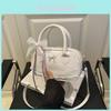 Simple Solid Color Silver Bow And Lace Decoration Women Casual Shoulder Bag For Daily Use