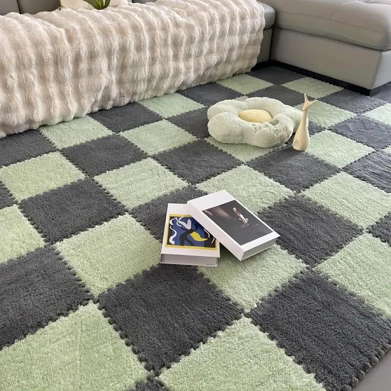 20 Pcs Plush Foam Interlocking Carpet Tiles Soft Shaggy Fluffy Floor Area Rugs Colorful Floor Protective Mats for Kids Room