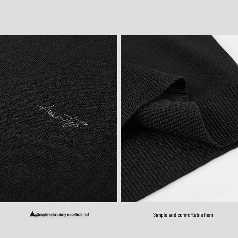 HLA Men's Fleece-Lined Round Neck Knit Sweater