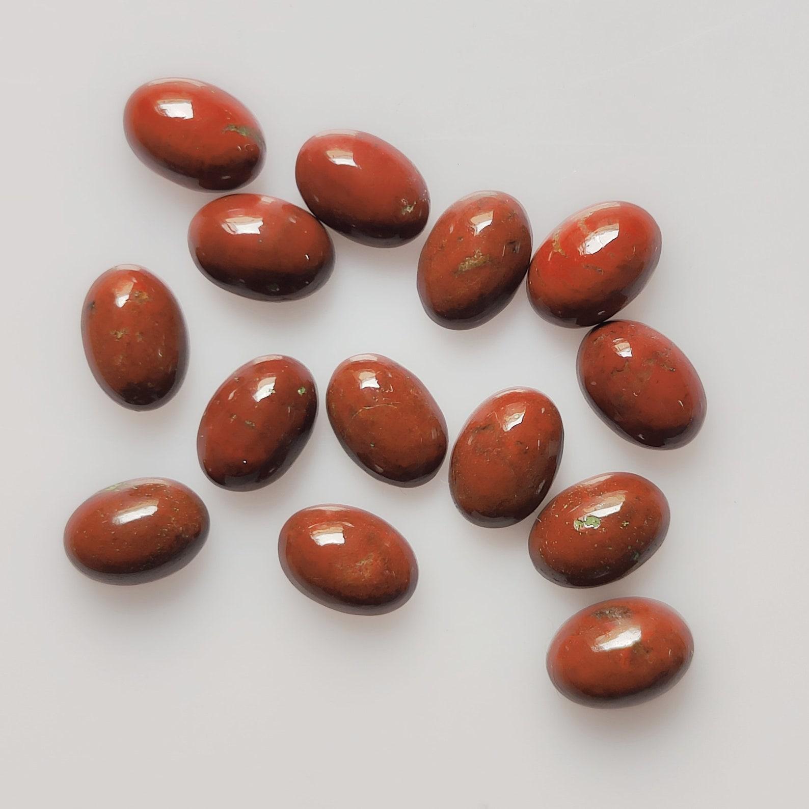 Natural Red Jasper Oval Cabochon Lot, Red Jasper Gemstone, Oval Flat Back Cabochon, Loose Stone for Jewelry Making, Red Stone Cabochon 6x8mm коричневый