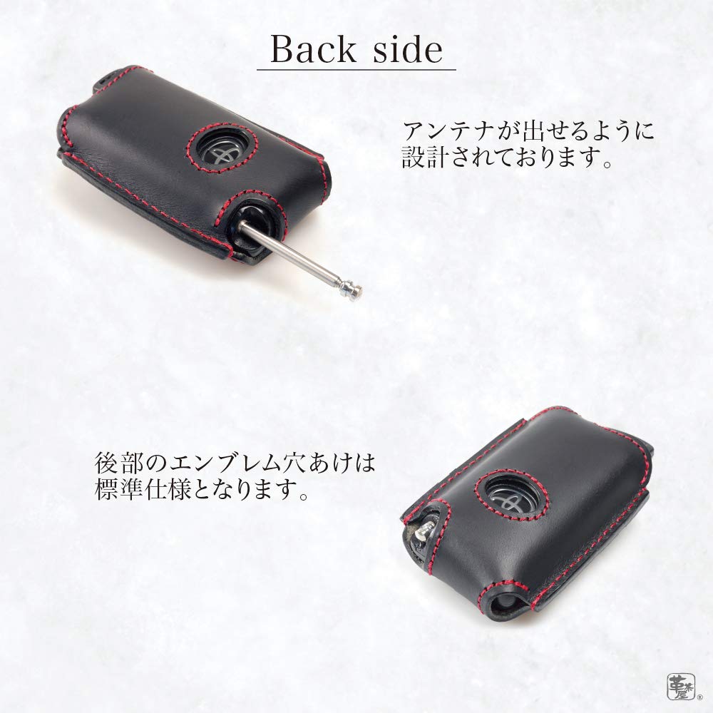 Genuine Leather Case for Toyota Compatible Remote Start Smart Key [Kecha-ya] (toyot@a-s) (Black/Red)