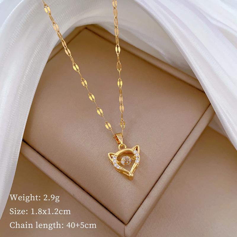 Women's Exquisite Clavicle Necklace with Titanium Steel, Copper, and Gold-Plated Micro-Inlays