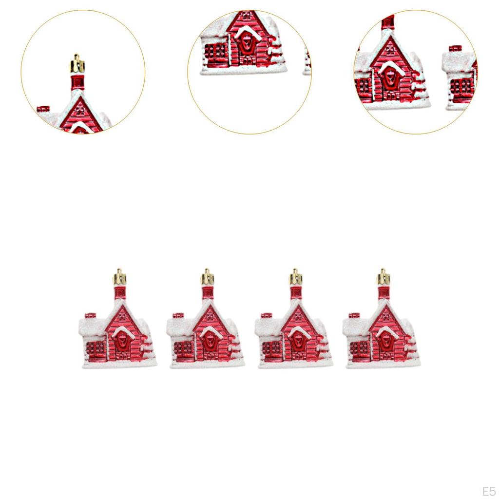 4 Pieces Christmas Tree Ornament Snow House Decoration DIY Cute Xmas Decor for Birthdays