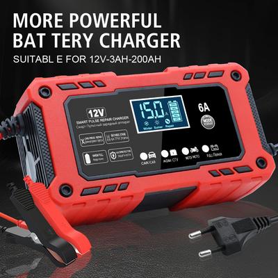Chargeur de Batterie Intelligent Plomb-Acide Charge de Batterie Voiture Moto 12V 6A Entretien de Batterie 2025 Nouveau Portable Intelligent Réparation par Impulsions