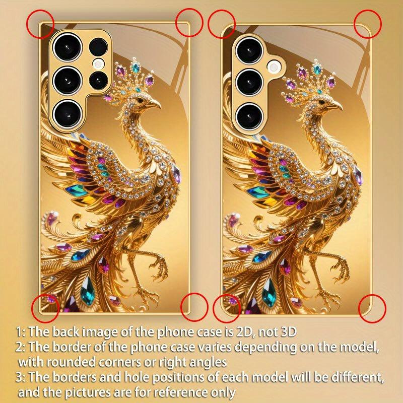 Colorful Phoenix Pattern Tempered Glass Phone Case Suitable for Samsung Galaxy S26 S25 S24 S22 S21 S20 FE/Ultra/Plus Anti Drop