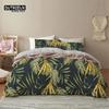 Green Palm Leaf Floral Bedding Set Tropical Leaves Flowers Animals Duvet Cover Microfiber Comforter Cover For Adults Kids Decor