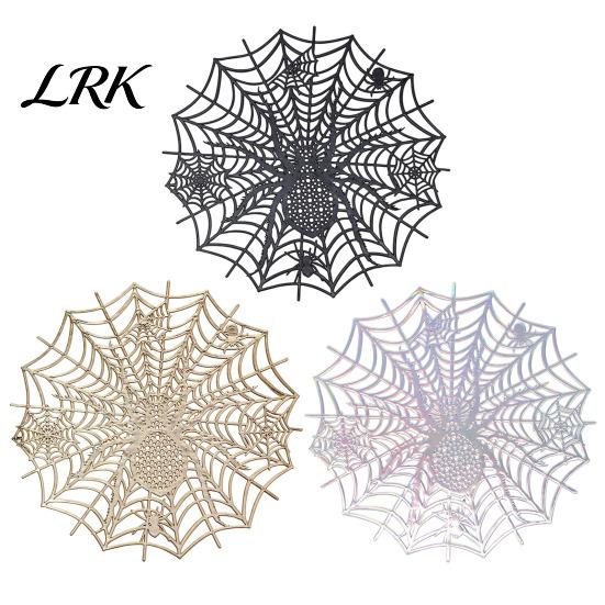 Easy to Clean Table Mats for Dining Halloween Spider Web Placemat Table, Heat Resistant PVC Mats, Protectors Waterproof Non-Slip Hollow Decorative