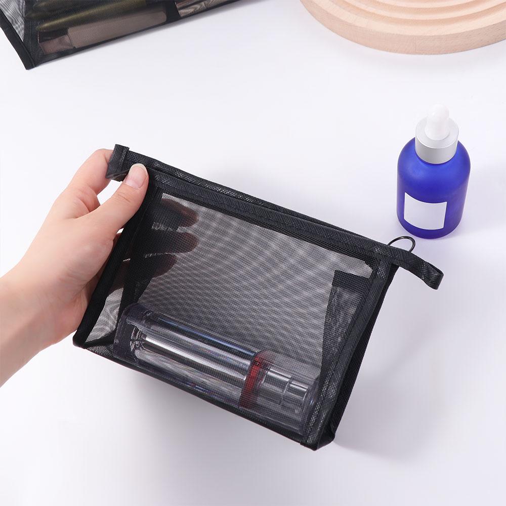 Zipper Mesh Makeup Bag Large Capacity Storage Toiletry Bag Portable Transparent Cosmetic Bag  Wash