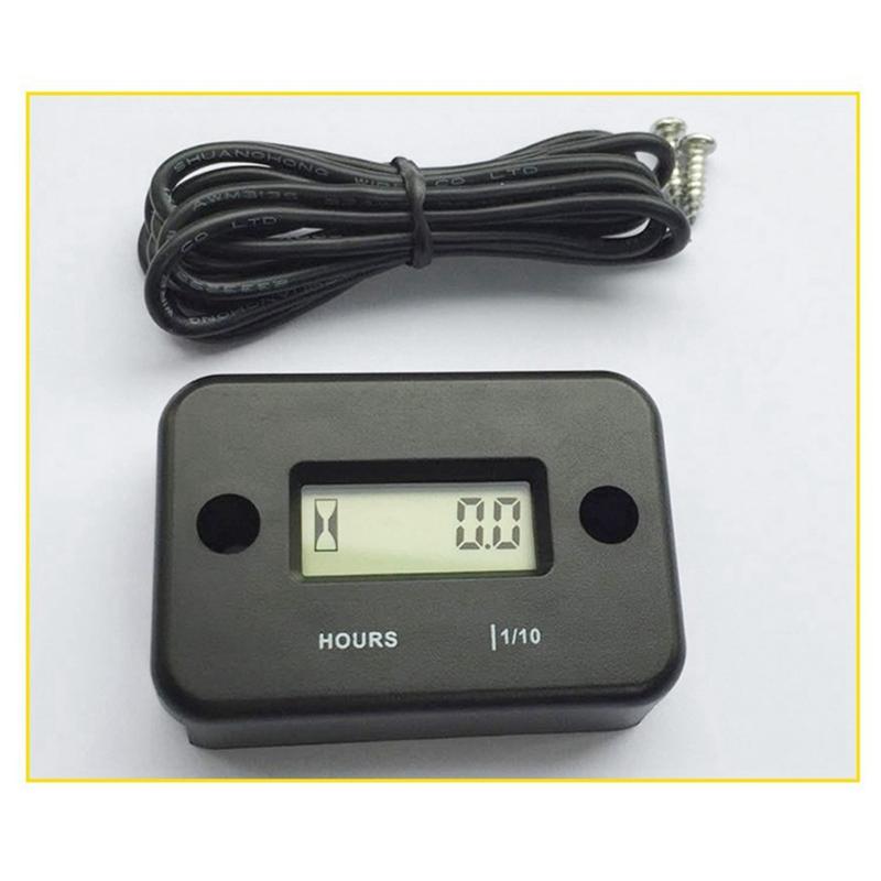 NEW-Waterproof LCD Display Digital Hour Meter Inductive Timer For Bike Motorcycle ATV Snowmobile Engine, Black