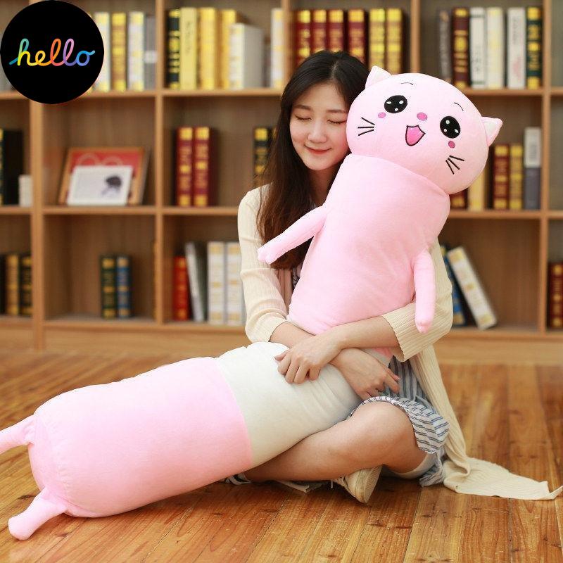 Long Strip Pute Sylindrisk Plysj Sovepute Avtagbar Vaskbar Seng Sovepute