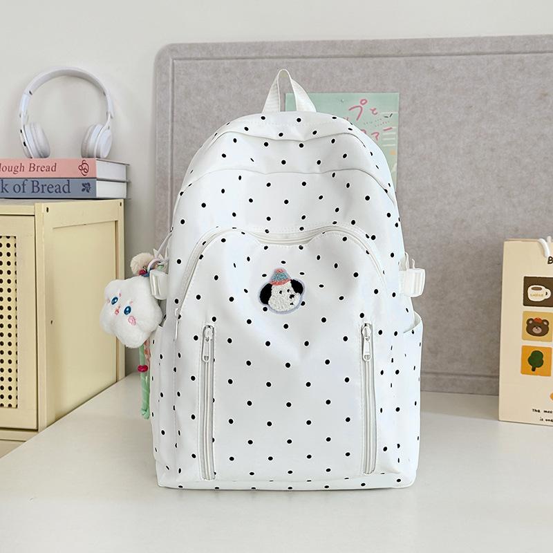 School bag schoolbag ins style versatile high value polka dot Korean girl light first big travel backpack