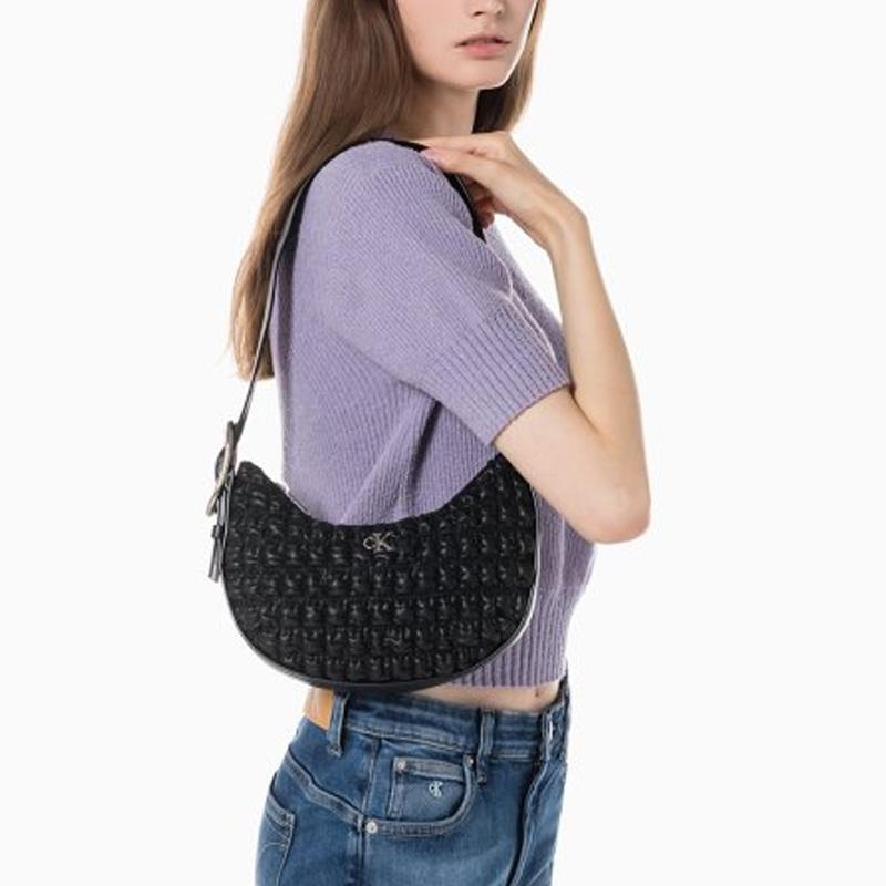 New CALVIN KLEIN PU Crescent Bag Handbag Shoulder Bag Women's Black DH3442-001