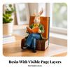 Rabbit Figurine with Books Whimsical Decor Gold for Reading Nook, Avid Readers