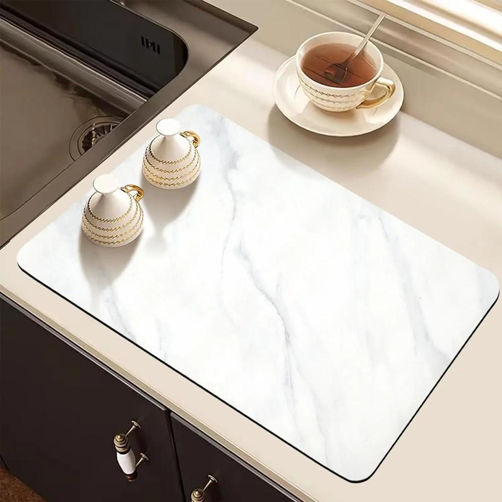 Marbled Coffee Machine Mat Diatomite Kitchen Drainage Absorbent Quick Drying Placemat Bathroom Anti-slip Rug