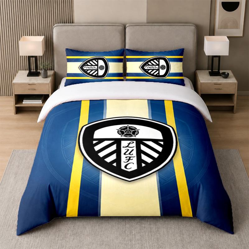 3Pcs Bedding SetLeeds United Soft Bed Sheet and Two Pillowcases Home Bedroom Decor