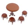 1:12 Dollhouse Miniature Furniture Wooden Round Kitchen Side Table And Stool