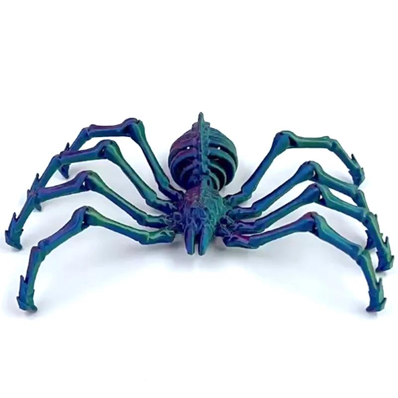 3D Printed Spider Movable Retractable Joint Fidget Toy Articulated Movable Elastic Spider Simulation Esktop Ornament Kid's Toy