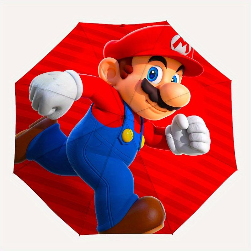 Super Mario Running Icon T-Shirt Videospiel-Merchandise Regenschirm, Tragbarer 3-fach kompakter Regenschirm für Damen & Herren, S38