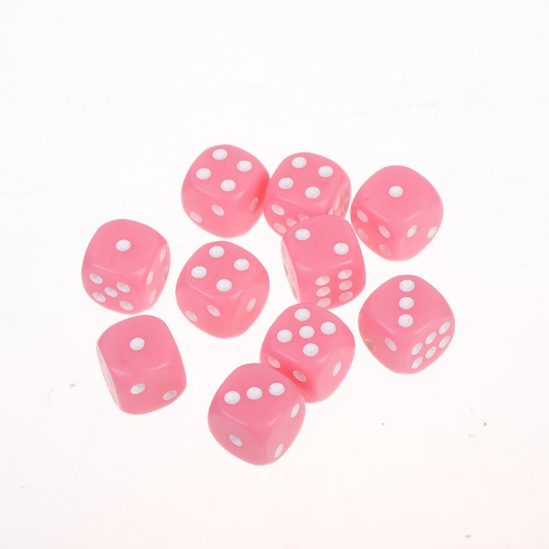 10Pcs Colorful Dice Acrylic Round Corner Cubes Dot Drinking Game Dice Accessories