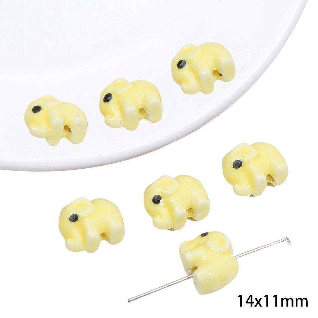 Yellow Hand-Painted Ceramic Cartoon Beads for DIY Bracelets, Necklaces, and Phone Chains