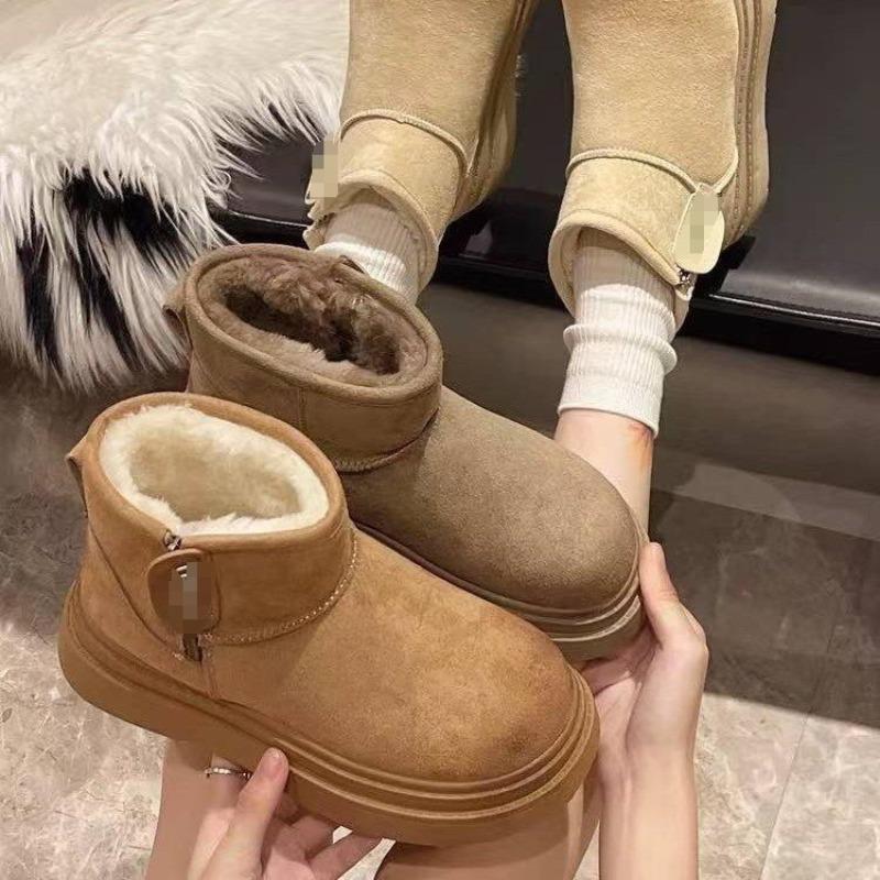 Winter medium tube plush snow boots women's new plush thickened outdoor thick-soled warm cotton shoes women's