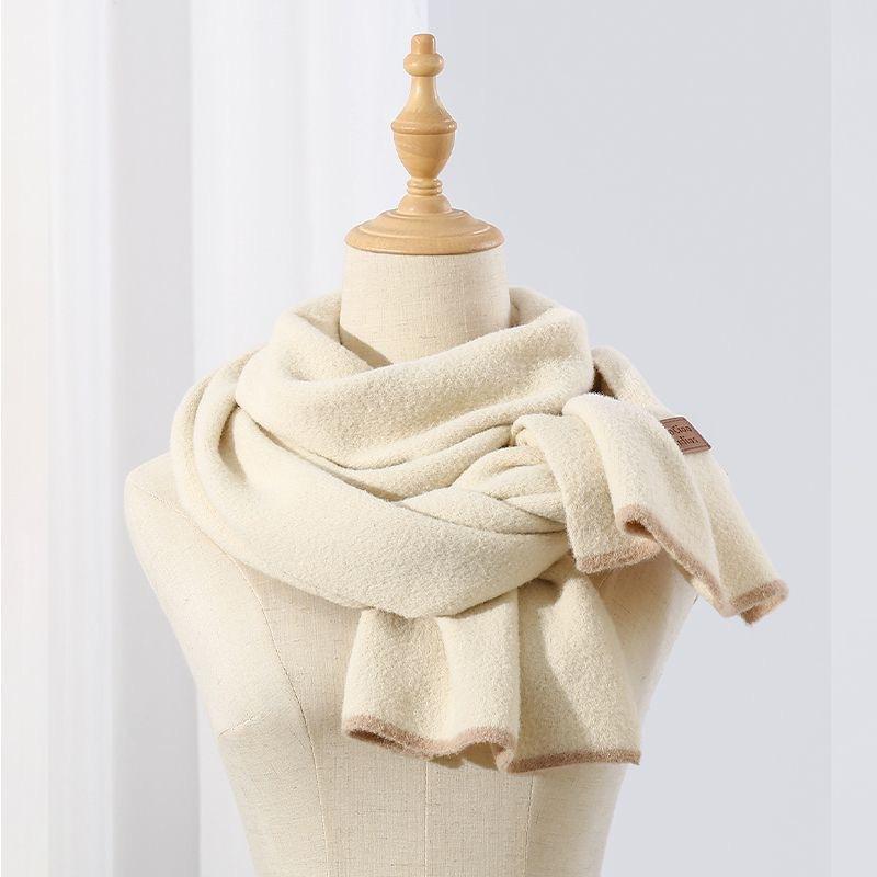 Autumn and Winter Korean Style Solid Color Wool Blended Knitted Scarf Female Japanese Student Cute Soft Waxy Thickened Warm Scarf