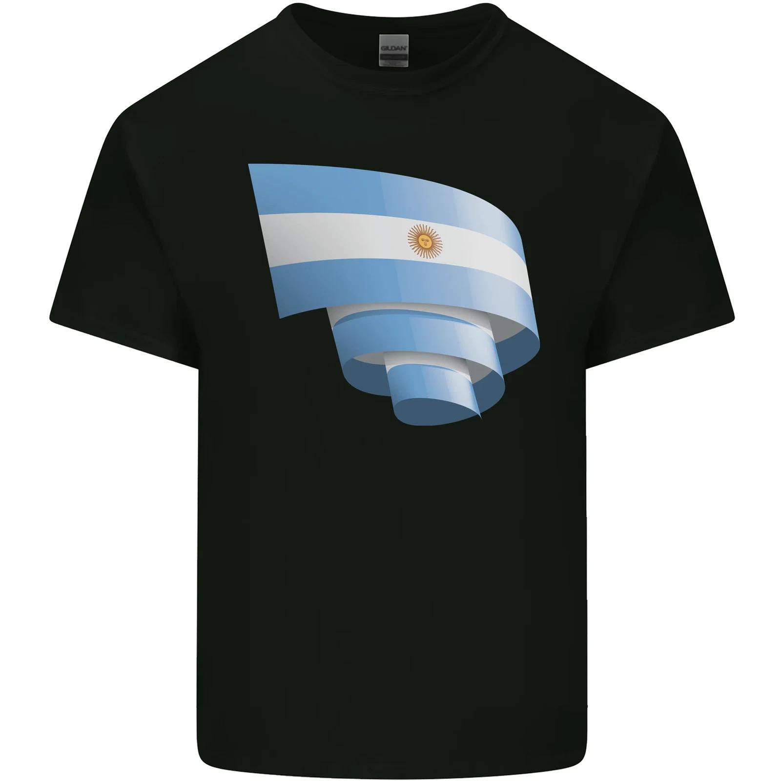 Curled Argentina Flag Argentinian Day Football Kids T-Shirt Childrens S