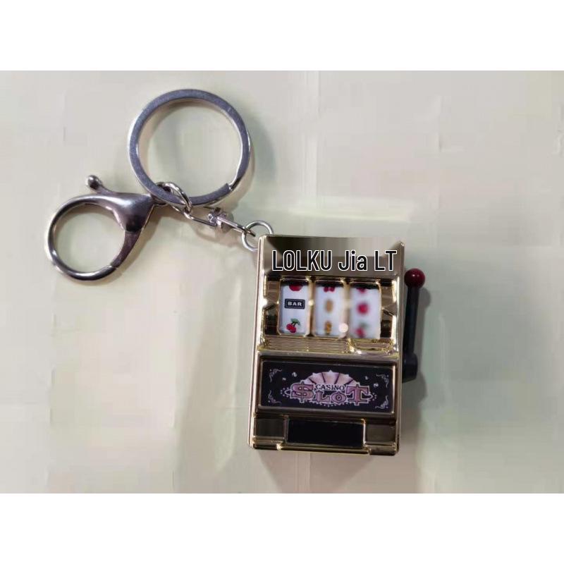 Creative Mini Fruit Slot Machine Keychain - Palm-Sized Digital Lottery Toy Simulation Model