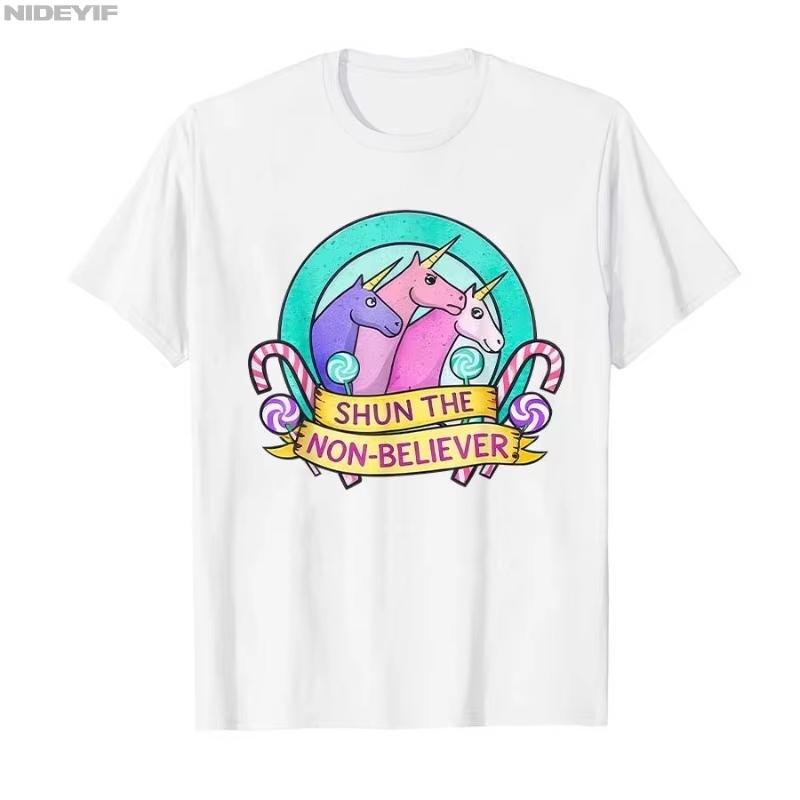 2026 summer new Dreamy unicorn print cotton breathable shortsleeved Tshirt S